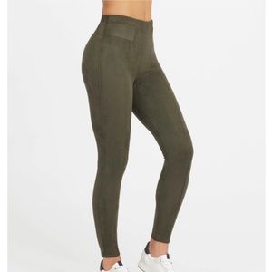Spanx Olive Green High Rise Faux Suede Shaping Leggings NWT| M